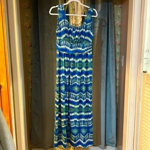 AB STUDIO Tie dye long pullover sleeveless dress sz L